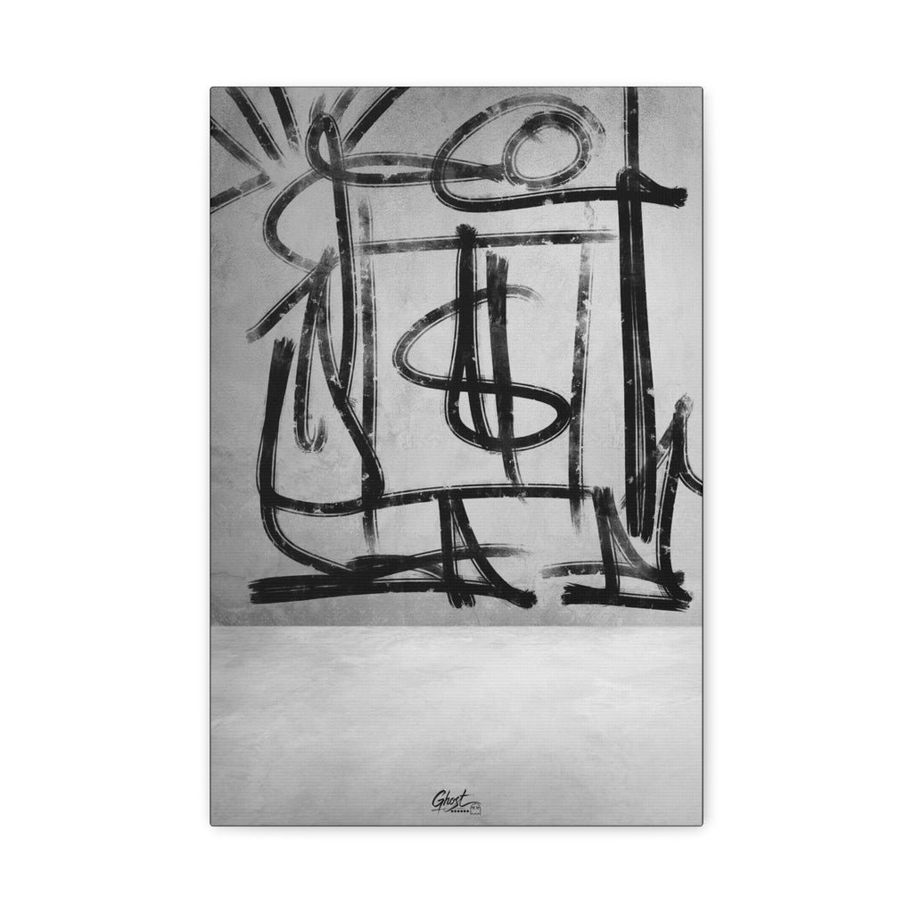 Best Day Ever canvas print, front view: bold charcoal strokes tracing playful abstract shapes