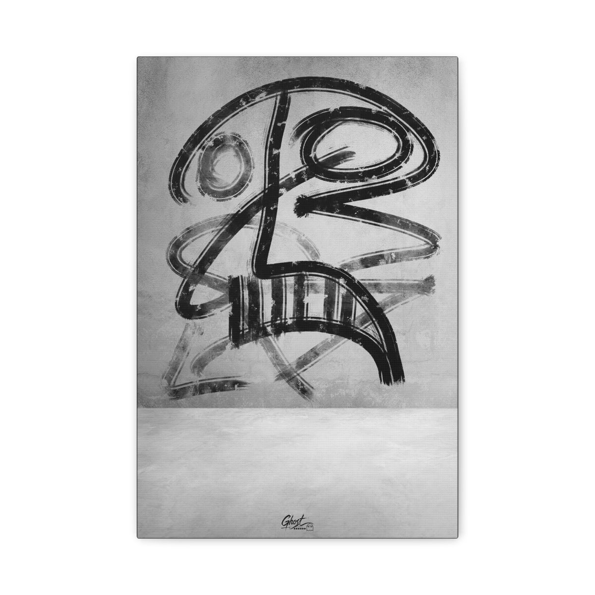 The Mask canvas print, front view: smudged charcoal-style abstract face