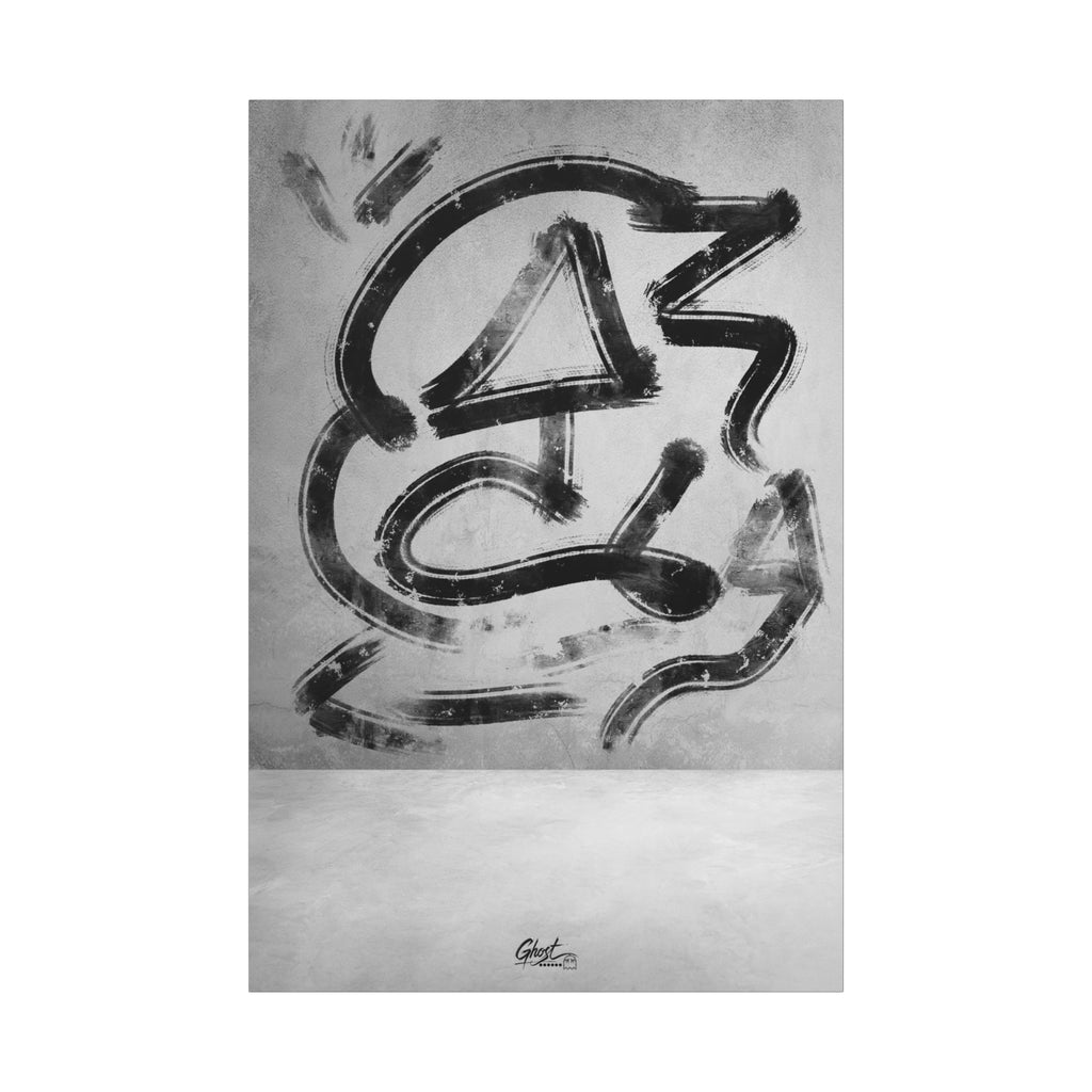 All Nature canvas print, front view: sweeping black gestural brushstrokes on a light ground