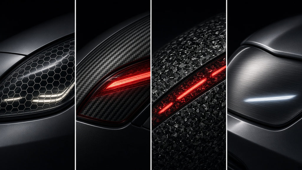 Color Change, PPF & Tint: close-ups of smoked taillight and headlight tint